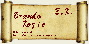 Branko Kozić vizit kartica
